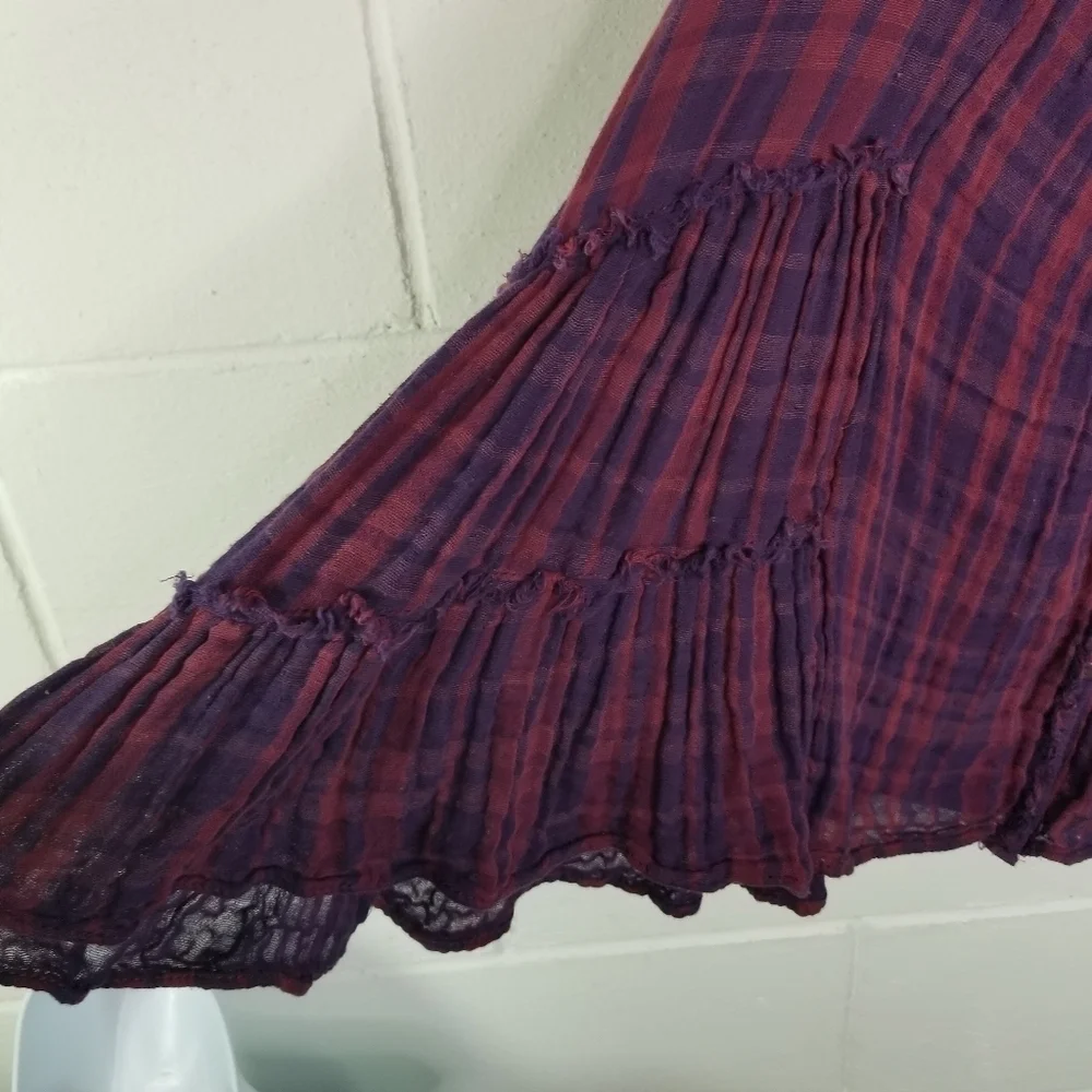 Free People Whistle While You Work plaid gauze button up swingy babydoll top
